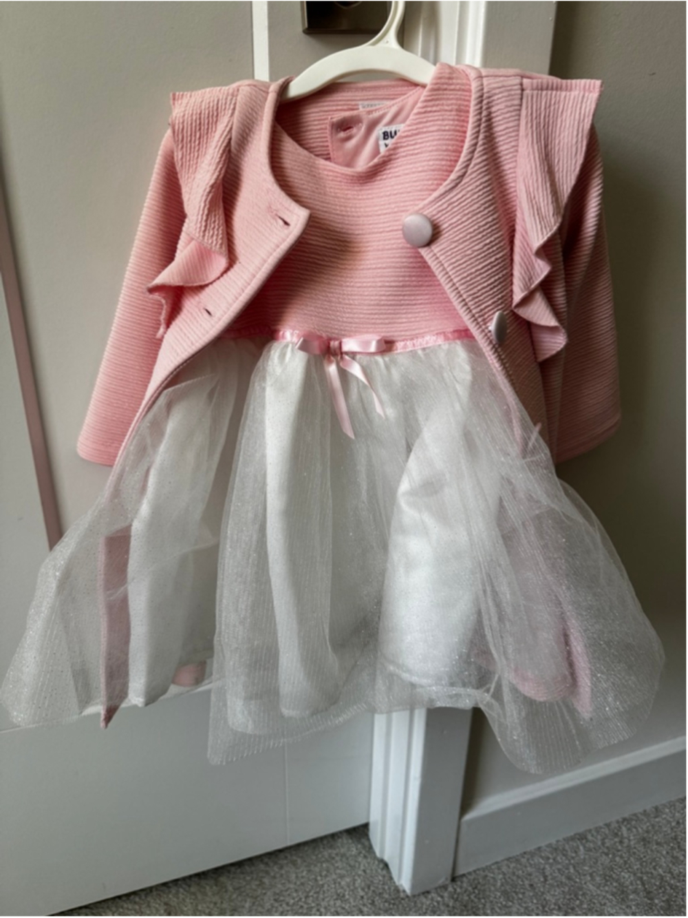 Girls
 Formal Dress with Pink Coat 2T Pink White - Picture 3 of 11